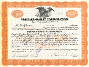 Premier-Pabst Corporation - Stock Certificate